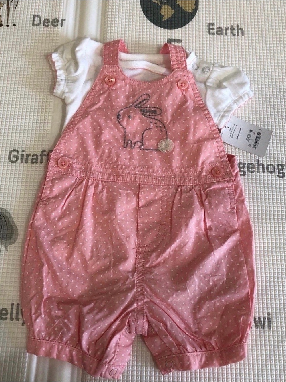 Carter’s baby girl bunny rabbit overall shorts
